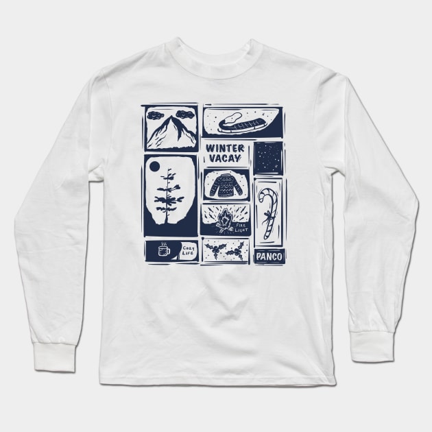 Vacation Cozy Winter Block Print Aesthetic Long Sleeve T-Shirt by panco